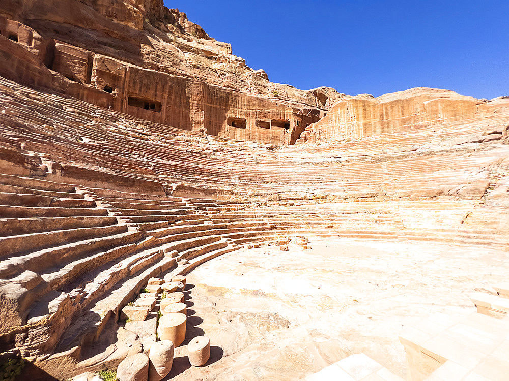 The Theatre, Petra Archaeological Park, UNESCO World Heritage Site, one of the New Seven Wonders of the World, Petra, Jordan, Middle East