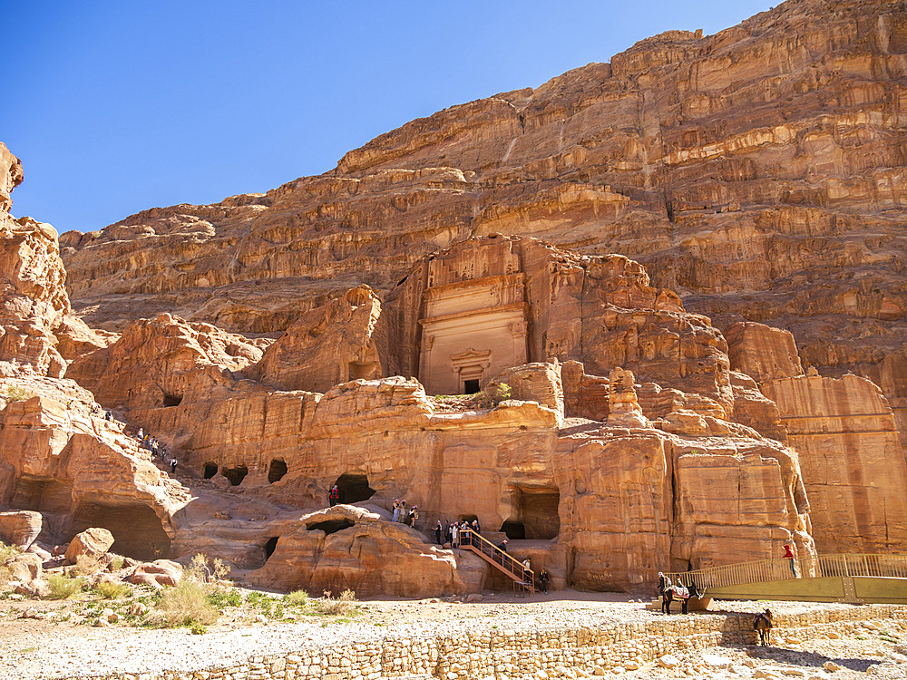 The Street of Facades, Petra Archaeological Park, UNESCO World Heritage Site, one of the New Seven Wonders of the World, Petra, Jordan, Middle East