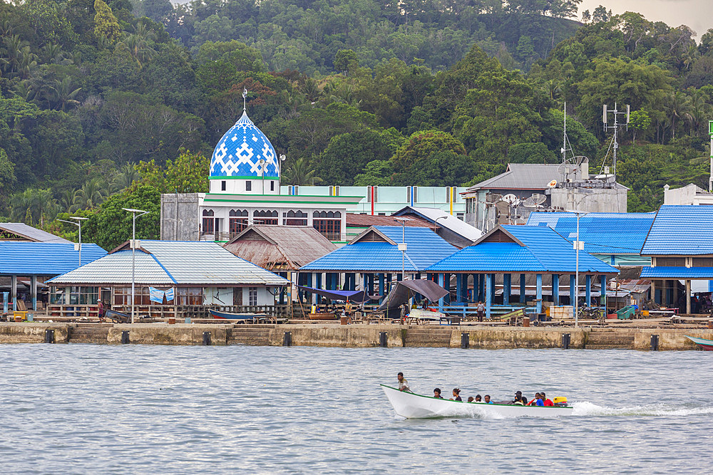 The harbor in the city of Sorong, the largest city and the capital of the Indonesian province of Southwest Papua, Indonesia, Southeast Asia, Asia