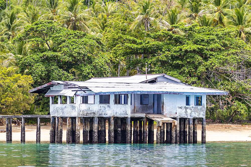 View of a local building on Bangka Island, off the northeastern tip of Sulawesi, Indonesia, Southeast Asia, Asia