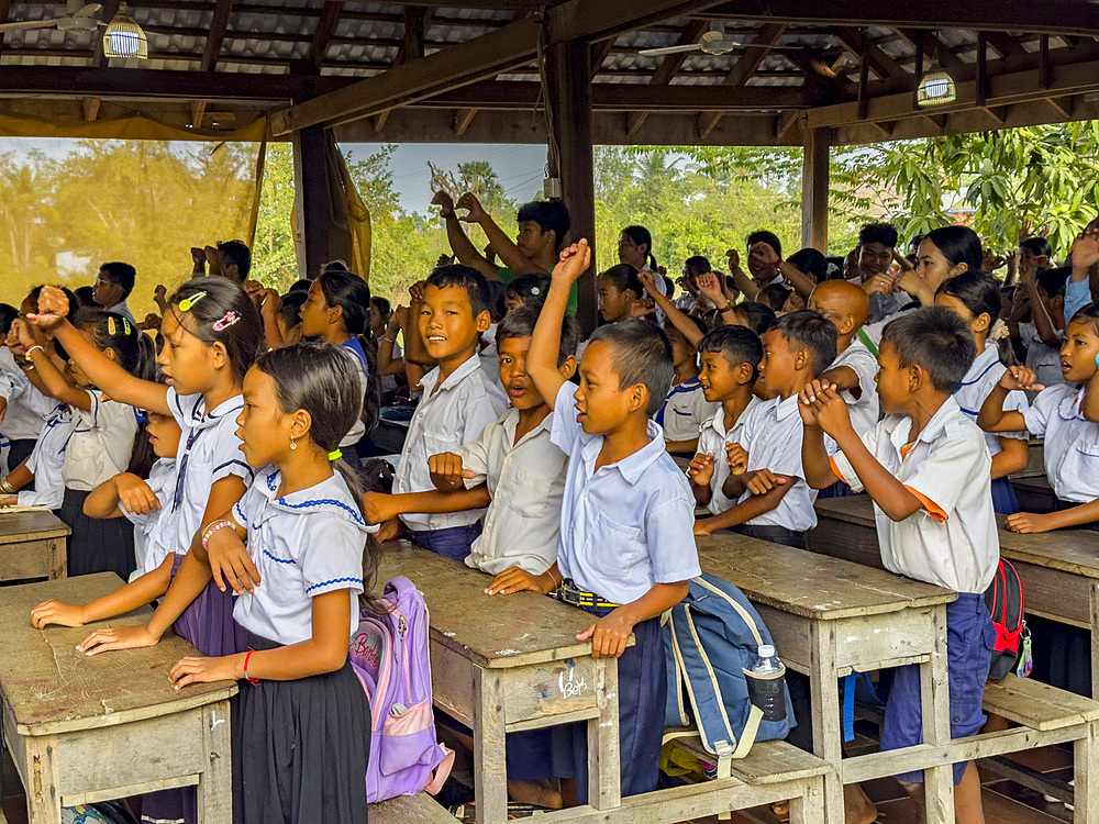 School children at the Green School in Kampong Tralach, Cambodia, Indochina, Southeast Asia, Asia