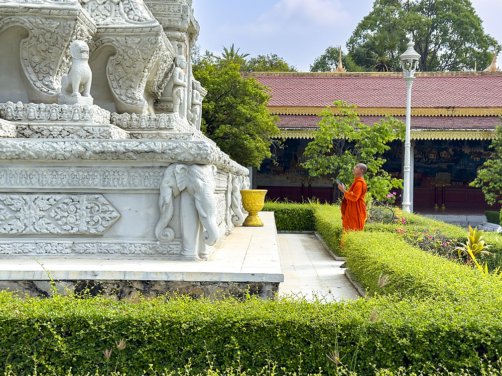 Exterior view of a stupa inside the Royal Palace grounds in Phnom Penh, Cambodia, Indochina, Southeast Asia, Asia