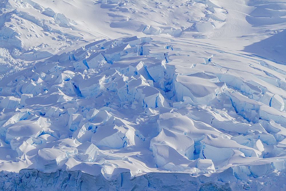 View of tidewater glacier deep inside Neko Harbor on the western side of the Antarctic Peninsula, Southern Ocean, Polar Regions