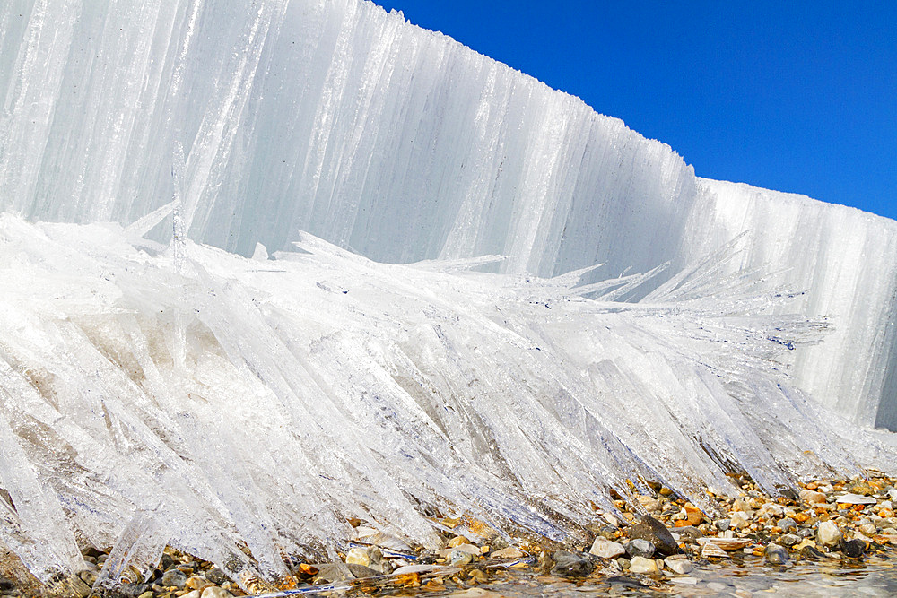 Unusual soda straw ice formation on Edgeoya in the Svalbard Archipelago, Norway, Arctic, Europe