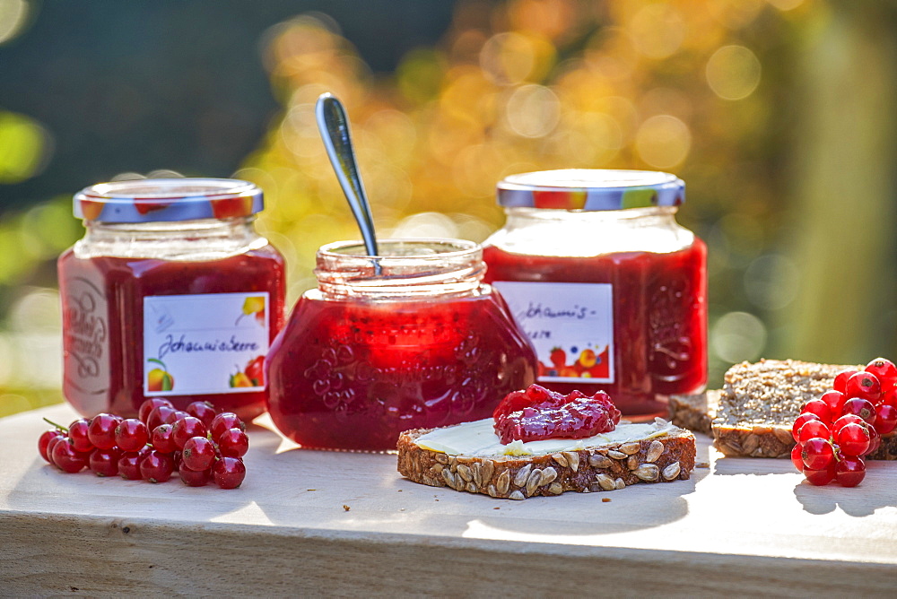 Jars of homemade jam, Hamburg, Germany