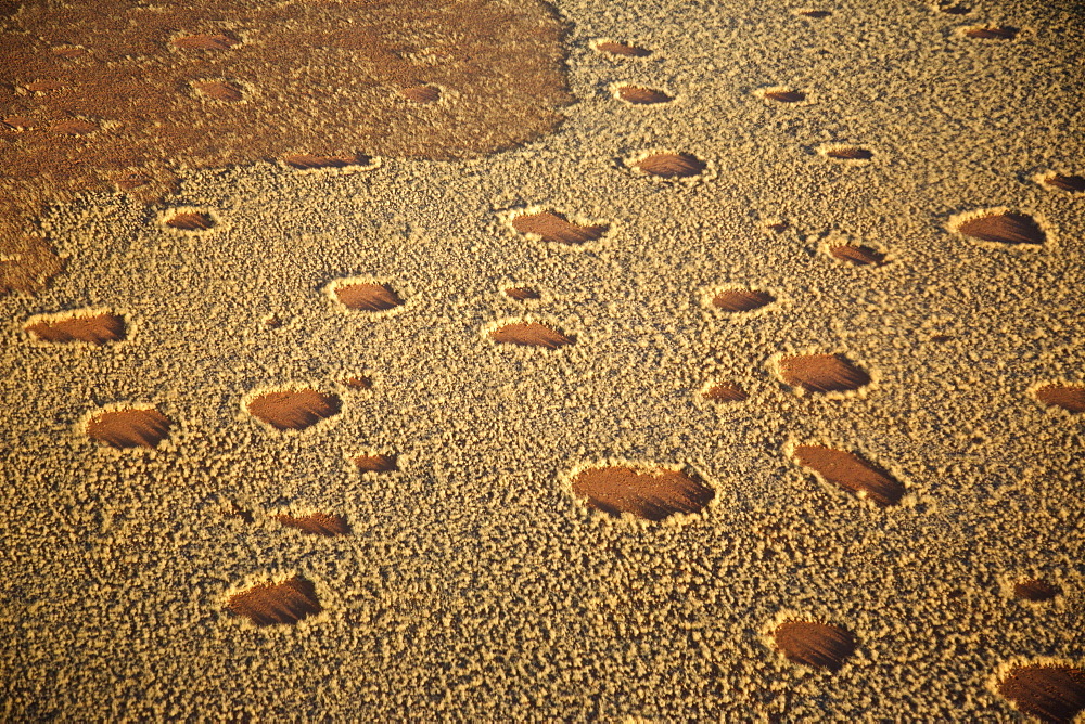 Aerial shot of fairy circles in the savanna, Namibia