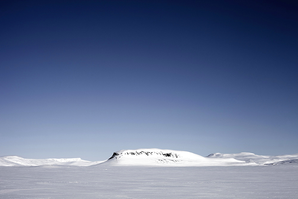 Frozen and snow-covered lake, Kaesivarsi, Lapland, Finland