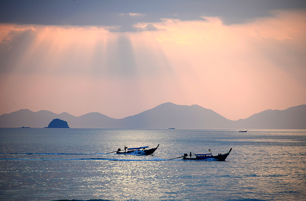 Evening view over Ao Nang Beach, Krabi, Andaman Sea, Thailand, Asia