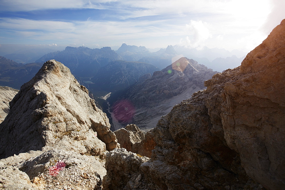 Via ferrata at Monte Cristallo Peak, the Dolomites, Cortina d Ampezzo, Veneto, Italy