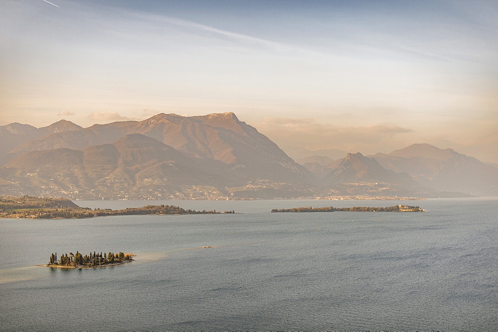 Manerba del Garda at sunset, Lake Garda, Alps, Lombardy, Italy