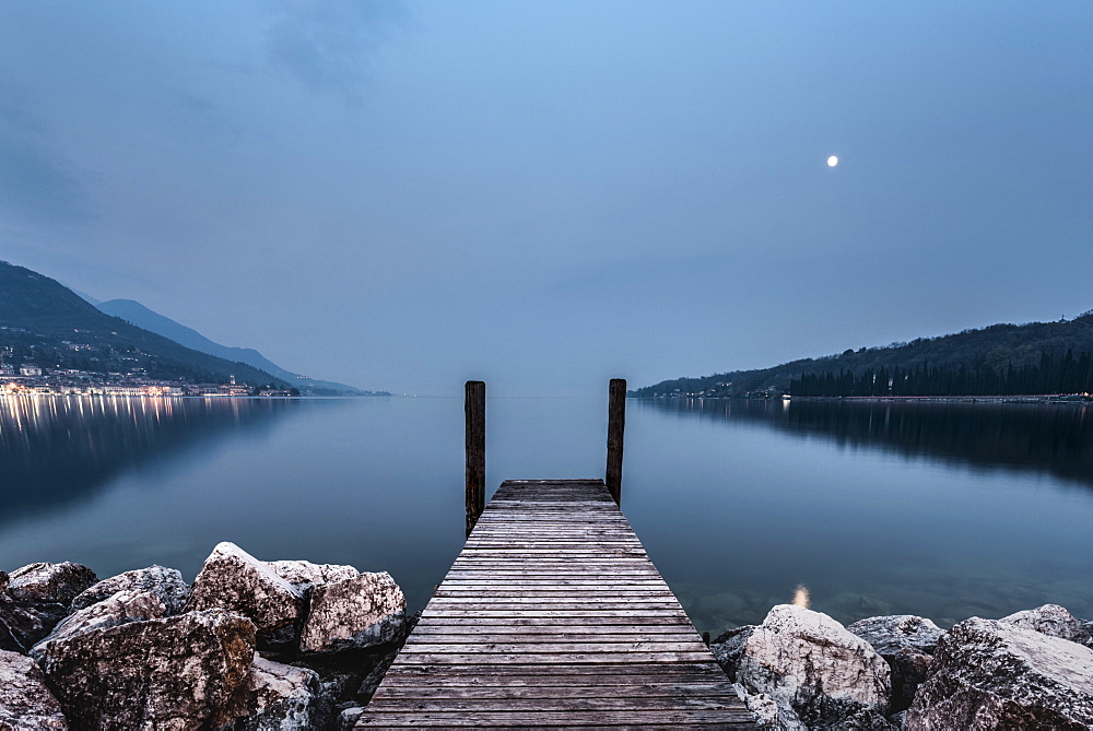 Landing Stagealong the shoreline at Salo, Lake Garda, Alps, Lombardy, Italy