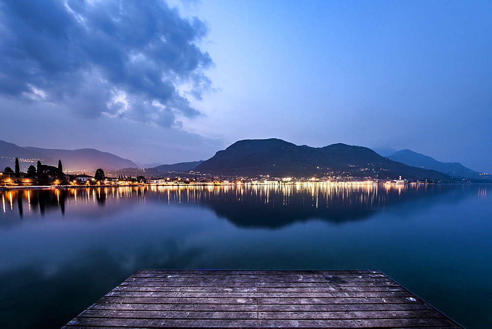 Shoreline at Salo in the evening, Lake Garda, Alps, Lombardy, Italy