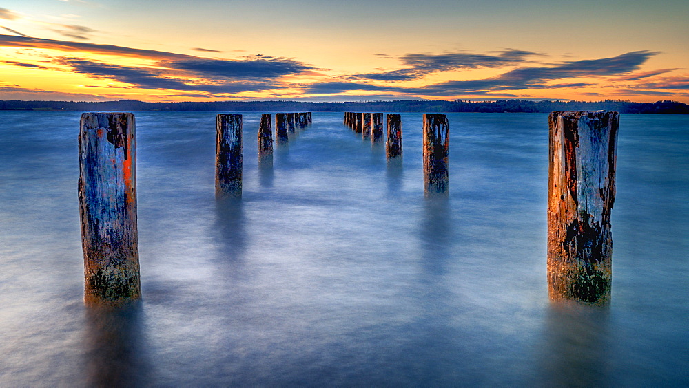 Sunset at Lake Starnberg, St. Heinrich, Bavaria, Germany