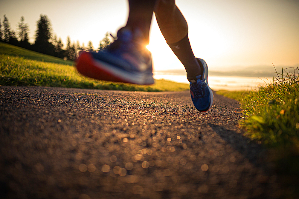 Runners on an empty path in the morning hours, running, sports, general