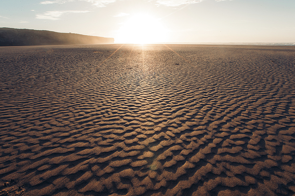 Sand structure in sunset, sea, Portugal, vacation