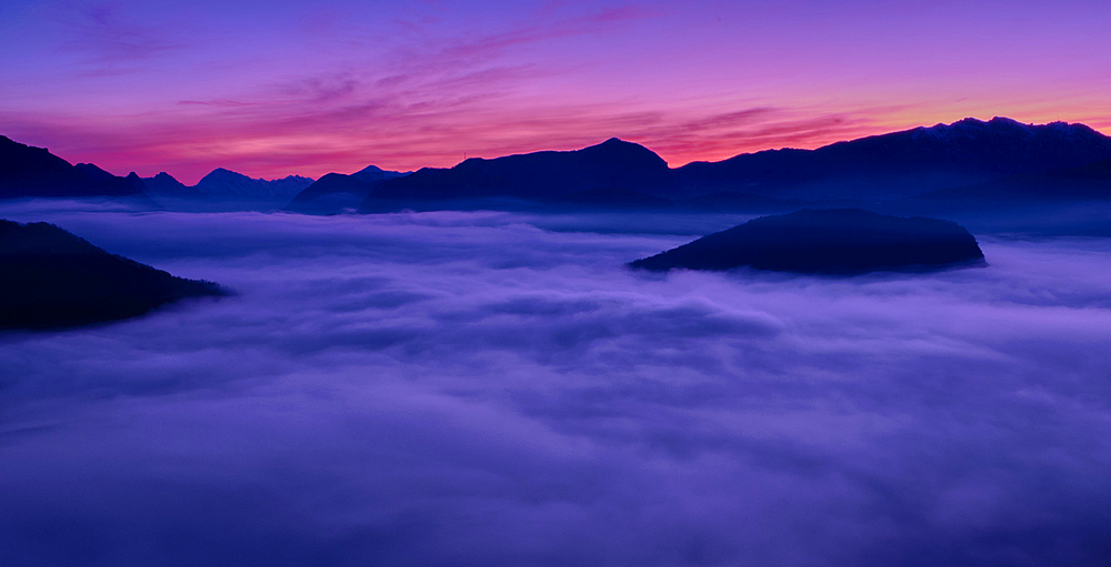 Sunrise over Lake Lugano, Ticino, Switzerland