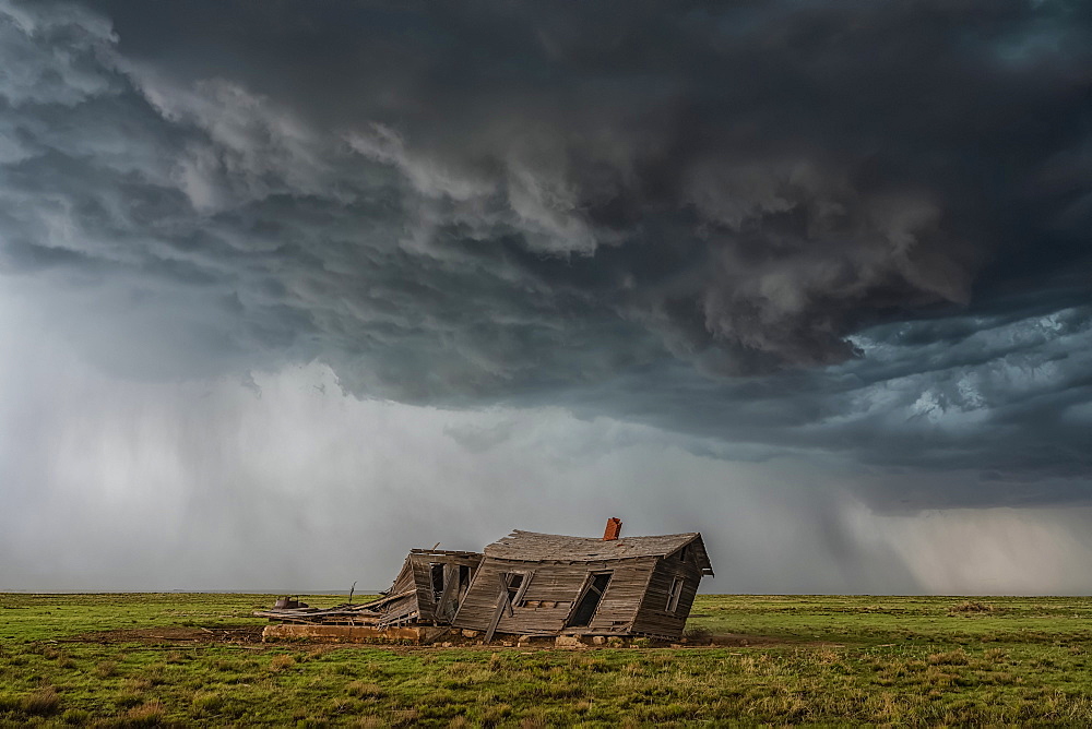 Dramatic skies over the landscape seen during a storm chasing tour in the midwest of the United States, Kansas, United States of America