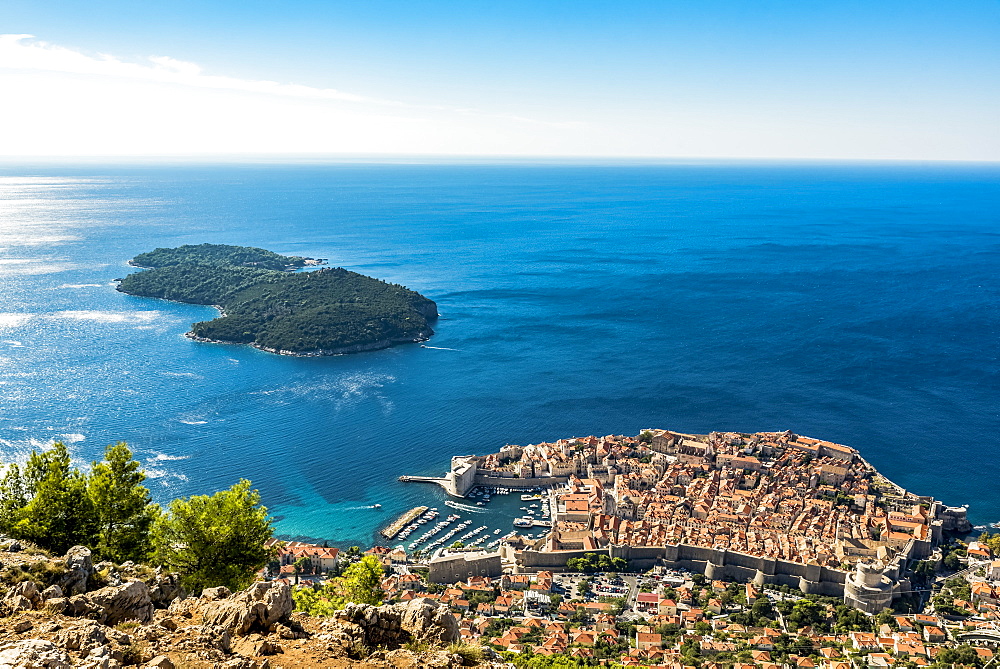 View of the Old City of Dubrovnik and Lokrum Island, Dubrovnik-Neretva County, Croatia