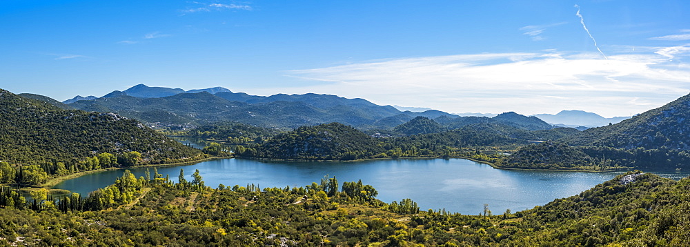 Panoramic view of Bacina Lakes, Dalmatia, Croatia