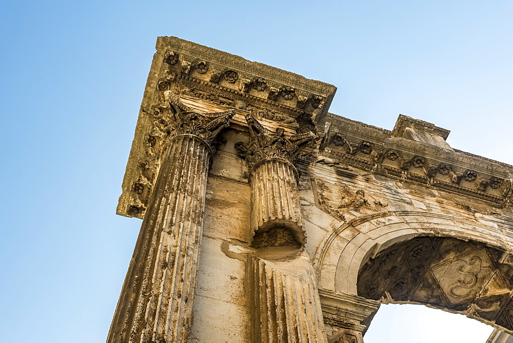 Detail of the Arch of the Sergians, an Ancient Roman triumphal arch, Pula, Istria, Croatia