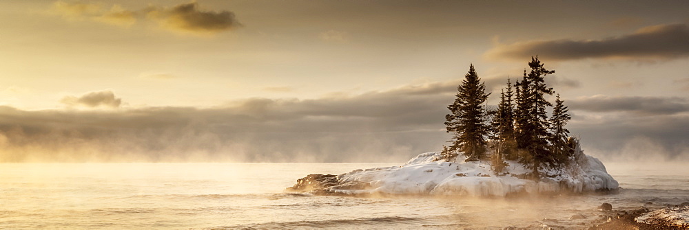 Island in Lake Superior at sunrise, Grand Marais, Minnesota, United States of America