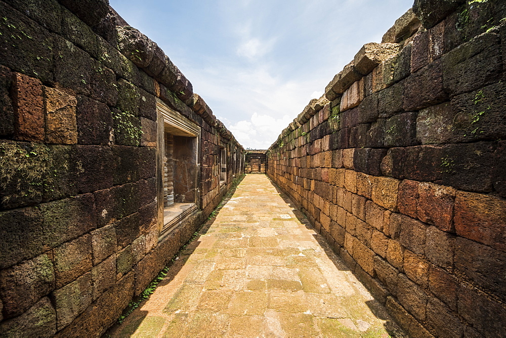 Walls and corridor in the South Quadrangle, Vat Phou Temple Complex, Champasak, Laos