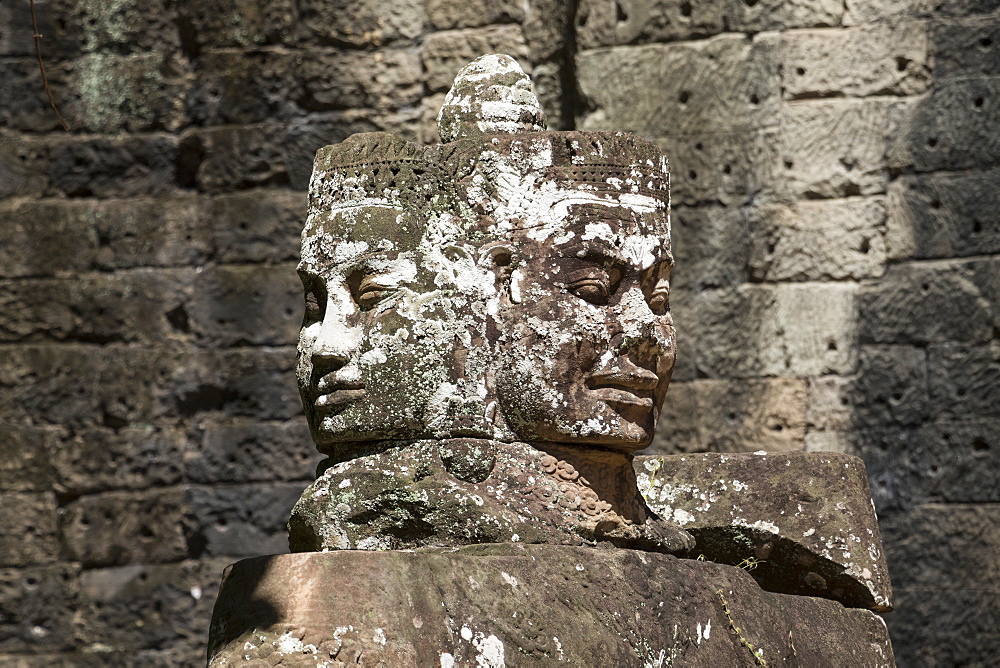 Face detail of the Victory Gate tower (Gopuram), Angkor Thom, Siem Reap, Cambodia