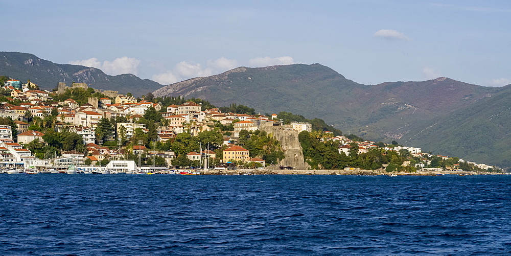 View of the town of Herceg Novi along the coast of Montenegro, Herceg Novi, Montenegro