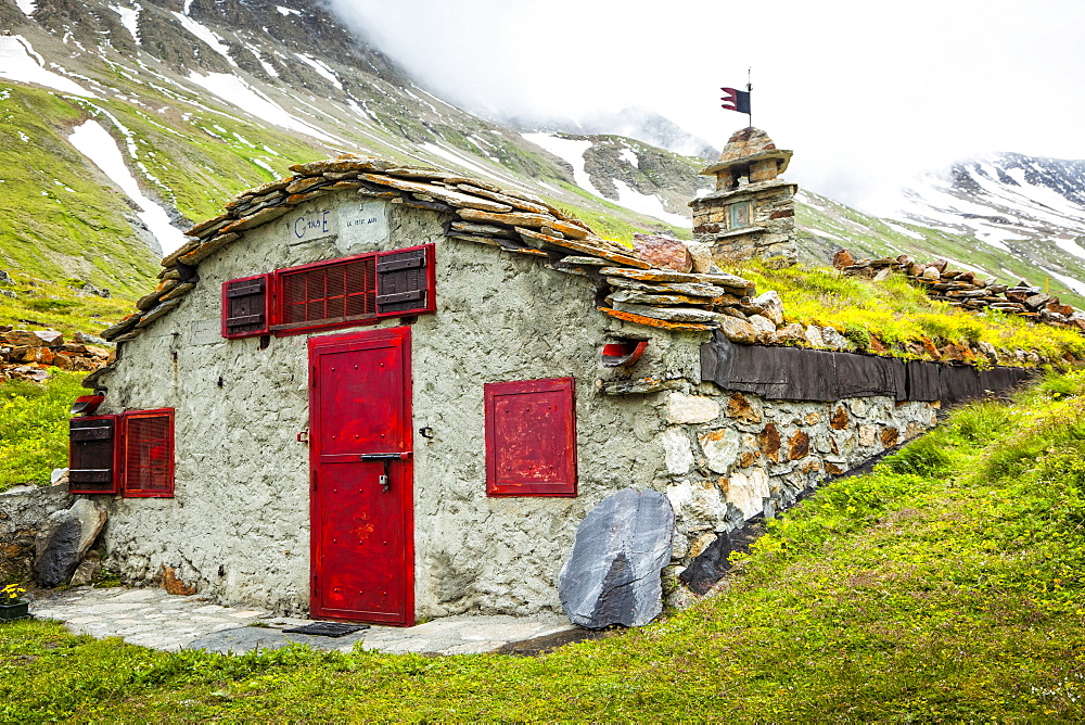 Old ruins at Val Veni, Alps, Aosta Valley, Italy