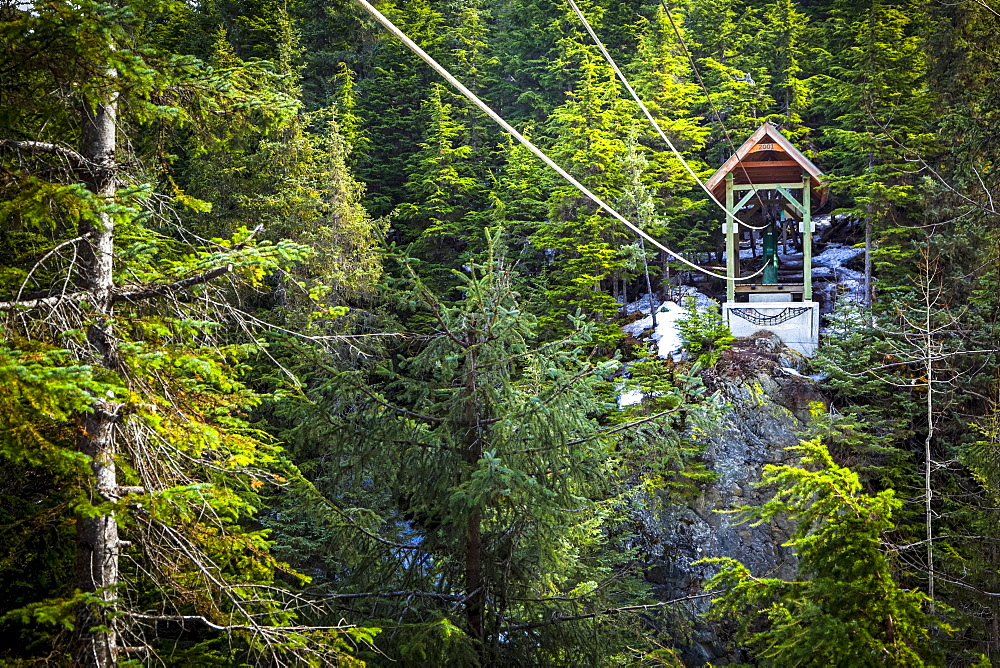 A hand tram over Winner Creek near Girdwood, Kenai National Forest, South-central Alaska, Girdwood, Alaska, United States of America