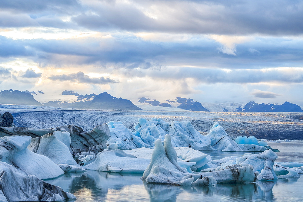 Icebergs at the glacial lagoon Jokulsarlon, Southern Iceland, Iceland