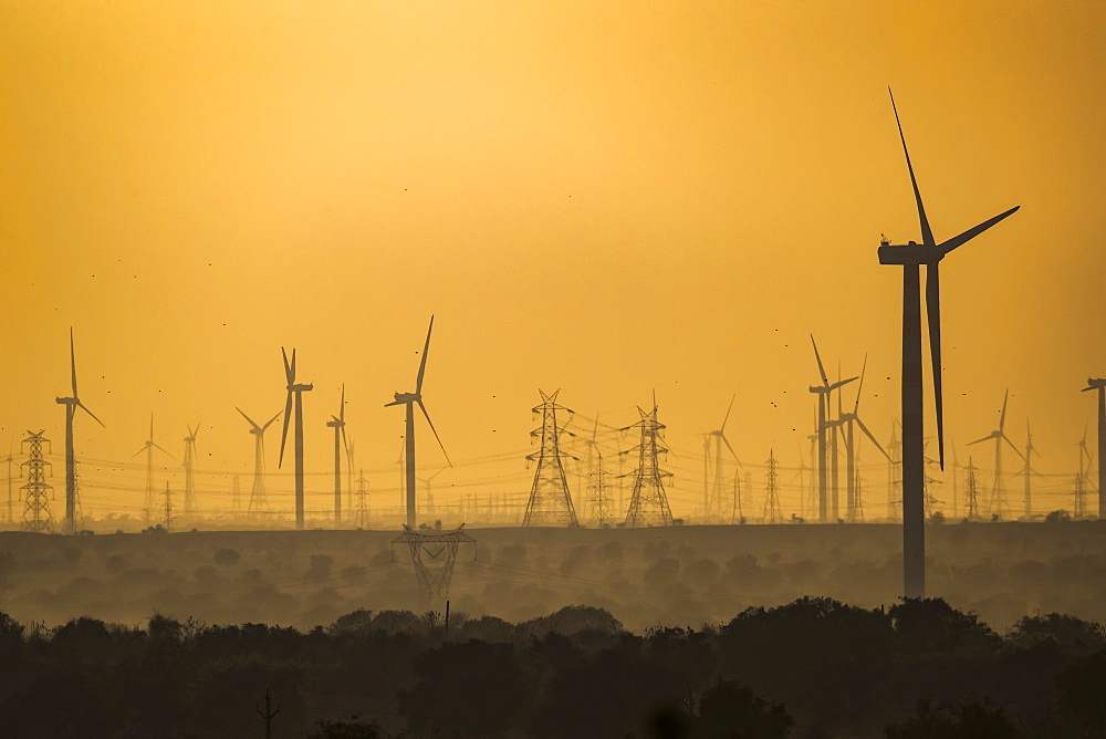 Wind farm in Northern India, Rajasthan, India