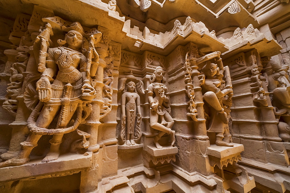 Ornate carvings in a Temple in Jaisalmer Fort, Jaisalmer, Rajasthan, India