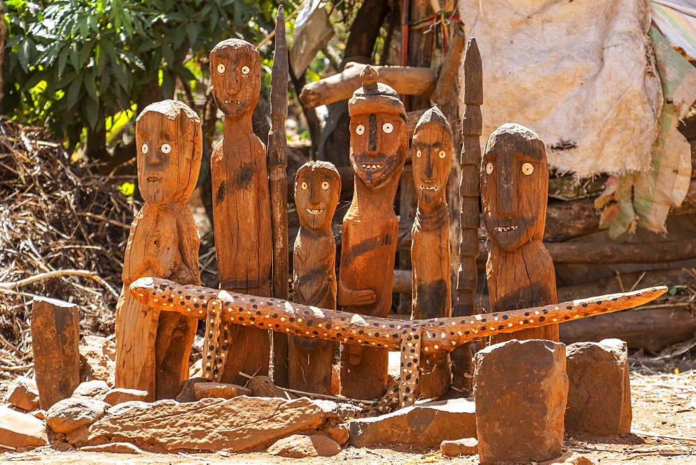 Wagas, memorial statues carved from wood, Karat-Konso, Ethiopia