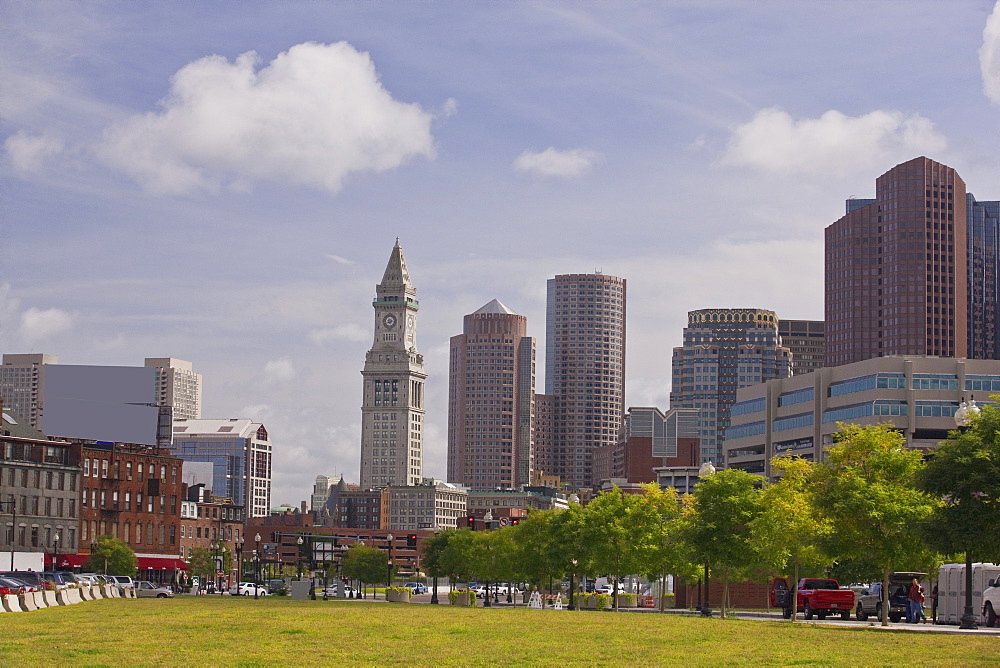 Buildings in a city, Custom House Tower, Rose Kennedy Greenway, Boston, Suffolk County, Massachusetts, USA