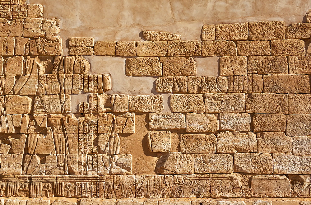 Bas-reliefs on the exterior of Apedemak Lion Temple; Musawwarat es-Sufra; Northern State, Sudan