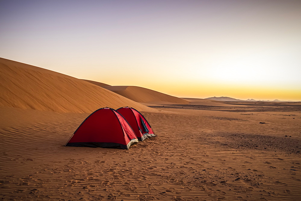 Tents in the sand dunes; Kawa, Northern State, Sudan