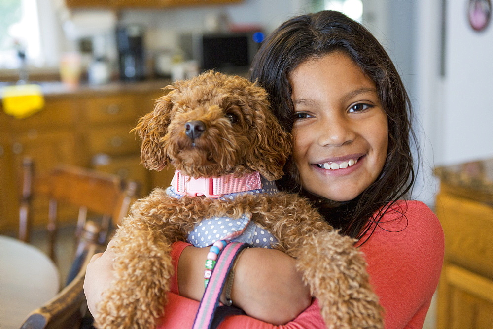 Teen with her pet dog