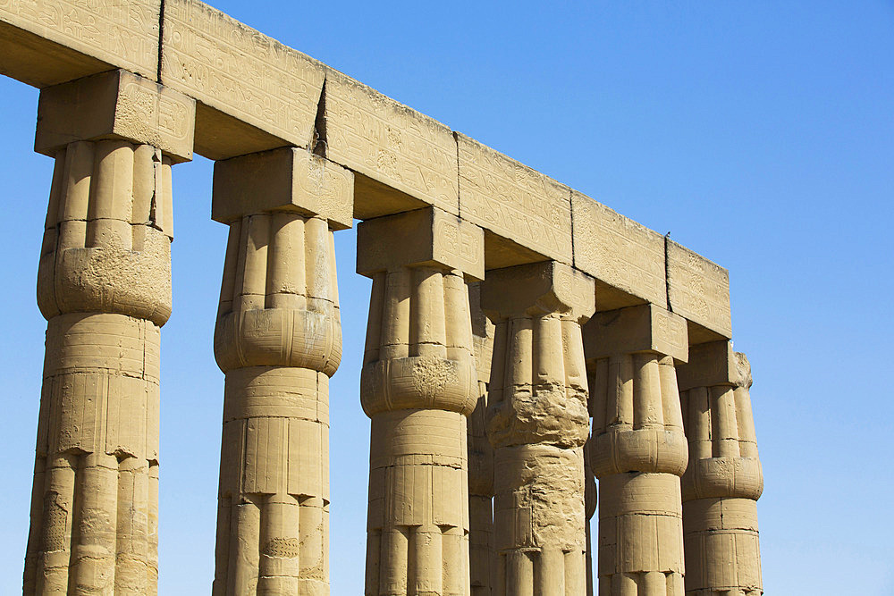 Columns, Court of Amenhotep III, Luxor Temple, UNESCO World Heritage Site; Luxor, Egypt