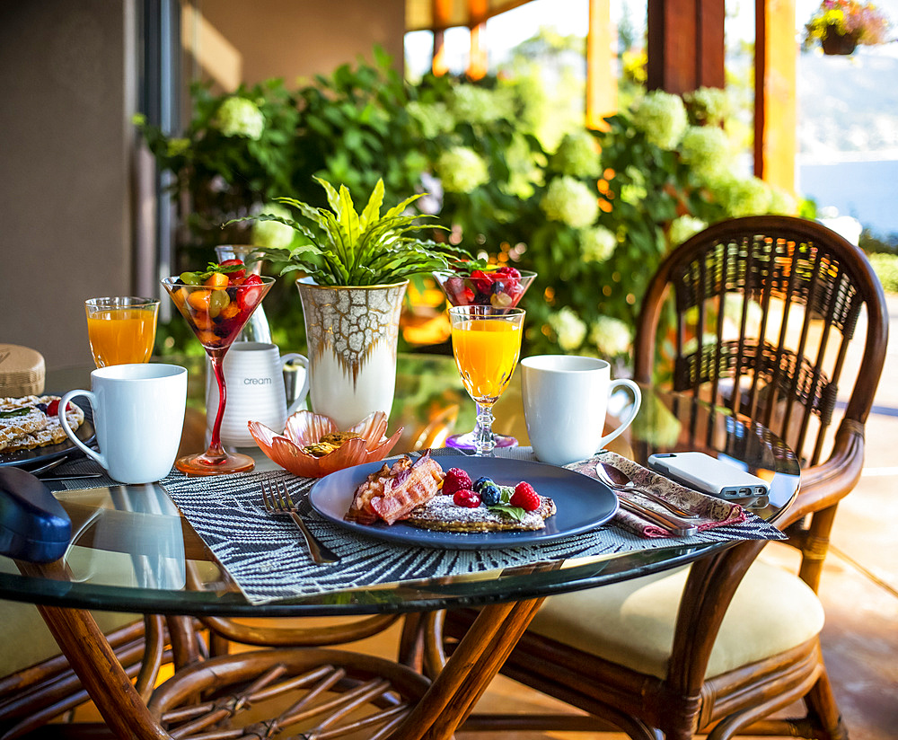 A lovely breakfast served at a bed and breakfast accommodation; British Columbia, Canada