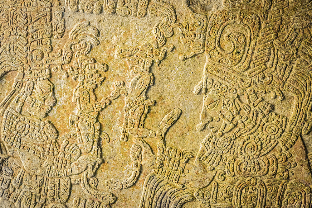 Carved artwork in the ancient Maya city of Yaxchilan; Usumacinta Province, Chiapas, Mexico