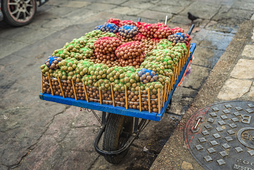 Macadamia nuts for sale in the street; San Cristobal de las Casas, Chiapas, Mexico