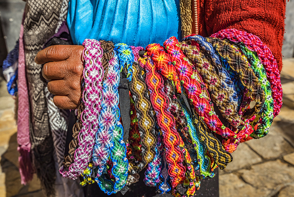 Indigenous woman selling handicrafts; San Cristobal de las Casas, Chiapas, Mexico