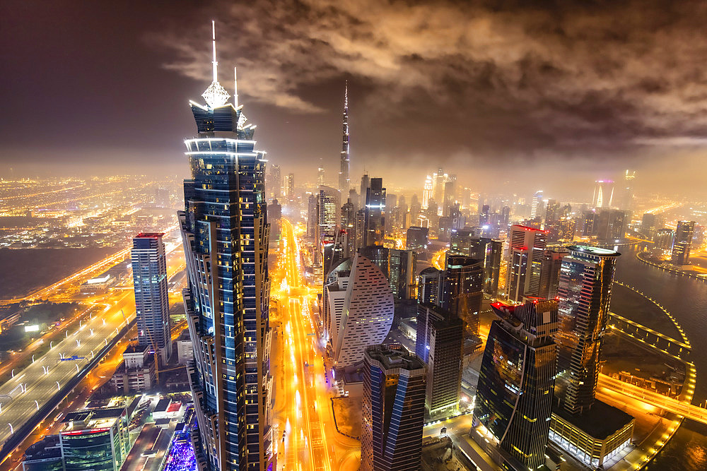 Downtown Dubai viewed from the Al Habtoor City complex; Dubai, United Arab Emirates