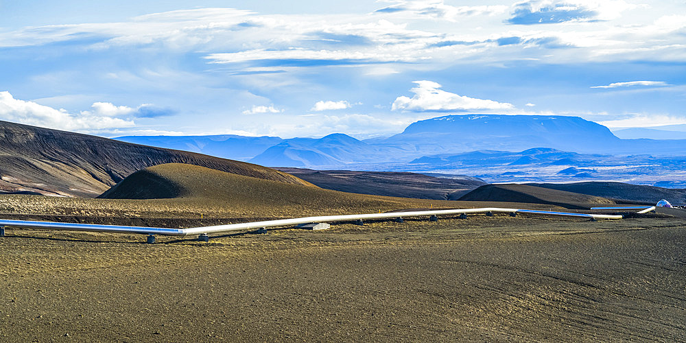 Pipeline in Eastern Iceland; Skutustadahreppur, Northeastern Region, Iceland