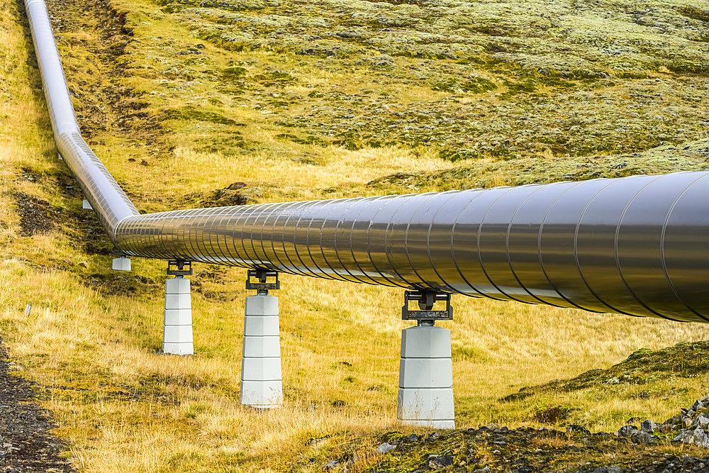 Pipeline on a hillside; Iceland