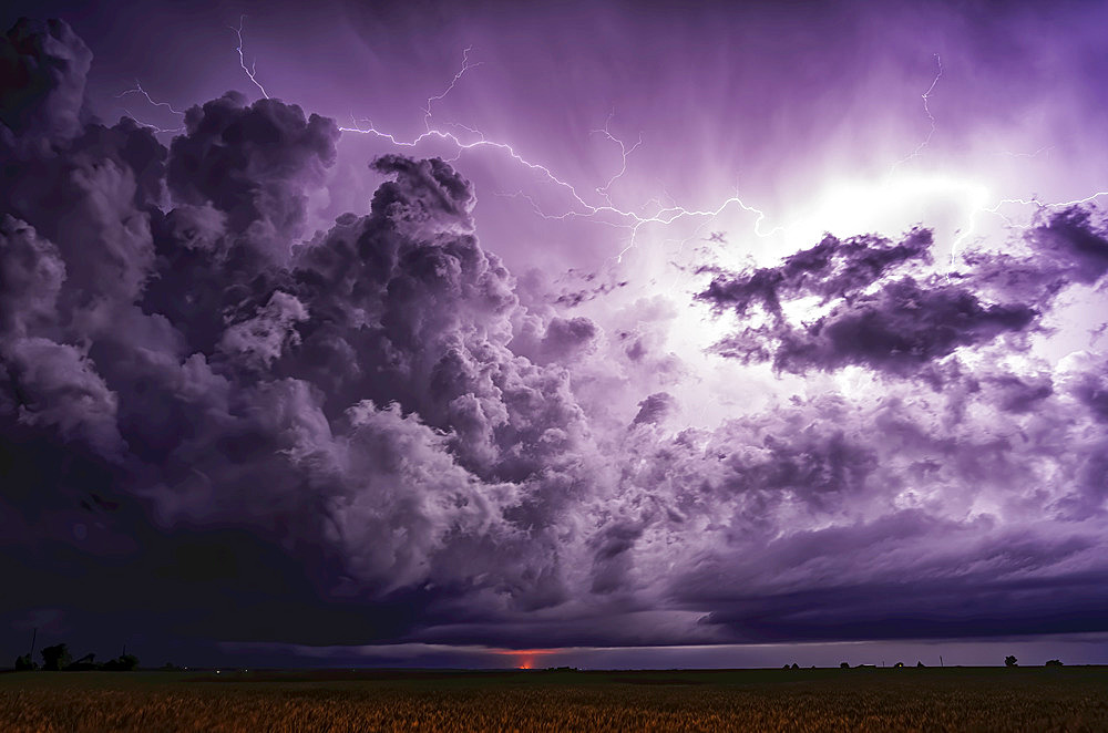 Supercell thunderstorm clouds show off the power of mother nature. Massive clouds build and unleash powerful storms creating a beautiful and awe inspiring spectacle; Colorado, United States of America