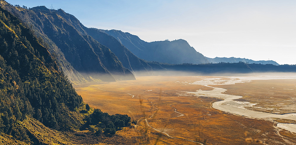 Sea of Sand, Bromo Tengger Semeru National Park at dawn; Pasuruan, East Java, Indonesia