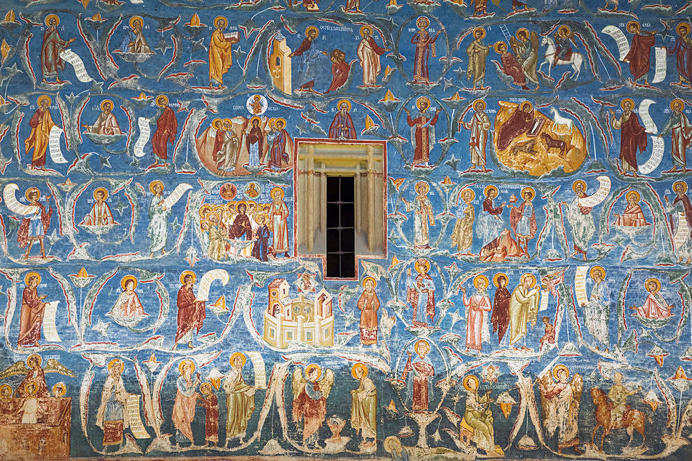 Exterior frescoes, 'Tree of Jesse', Voronet Monastery, 1487; Gura Humorului, Suceava County, Romania