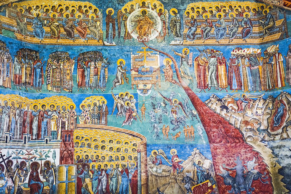 Exterior frescoes, 'Last Judgement', Voronet Monastery, 1487; Gura Humorului, Suceava County, Romania